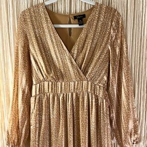 🌟Women’s Sz Medium Tan Leopard Print Long-sleeve Dress by Japna